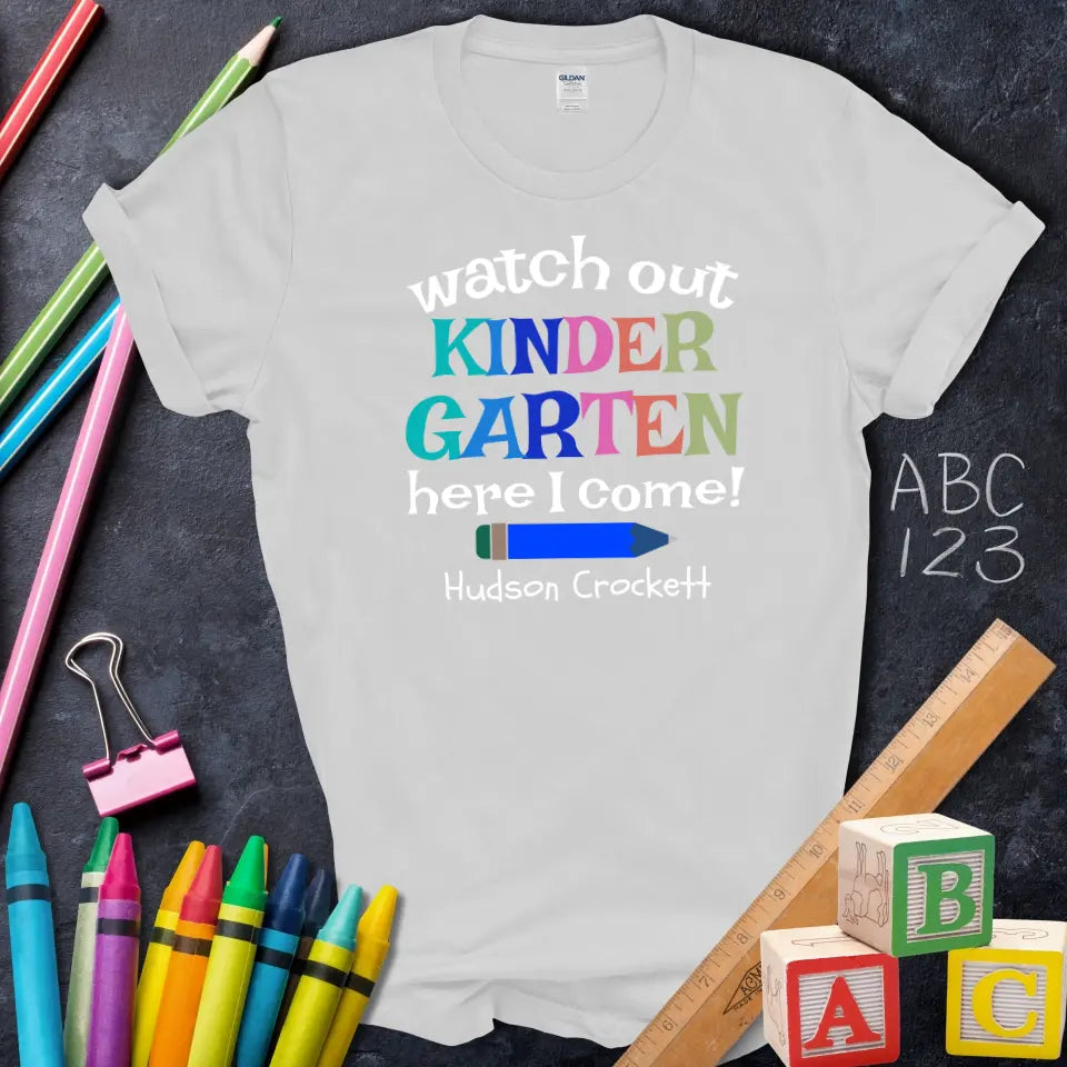 Colorful Kindergarten T-Shirt, Cute First Day Outfit