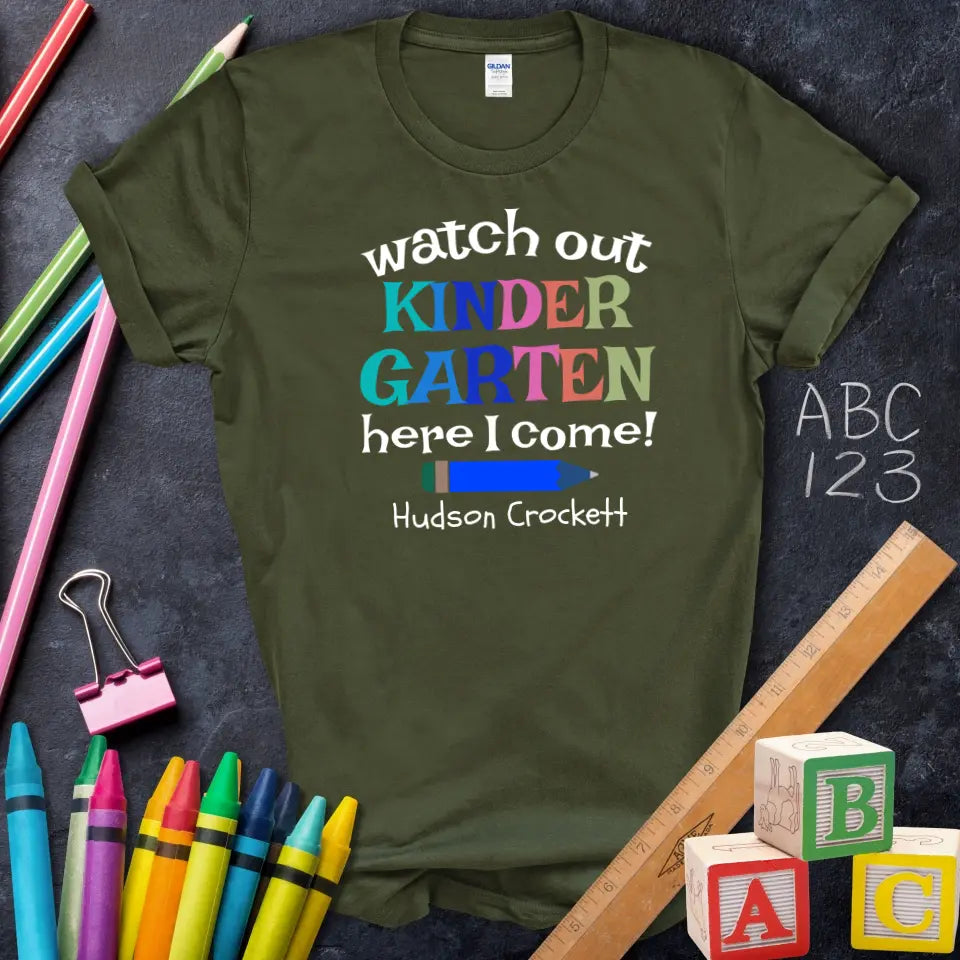 Colorful Kindergarten T-Shirt, Cute First Day Outfit