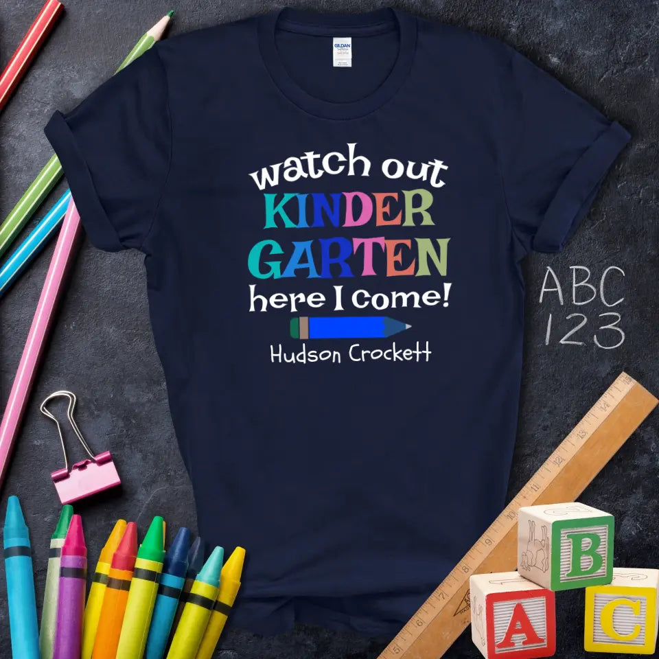 Colorful Kindergarten T-Shirt, Cute First Day Outfit