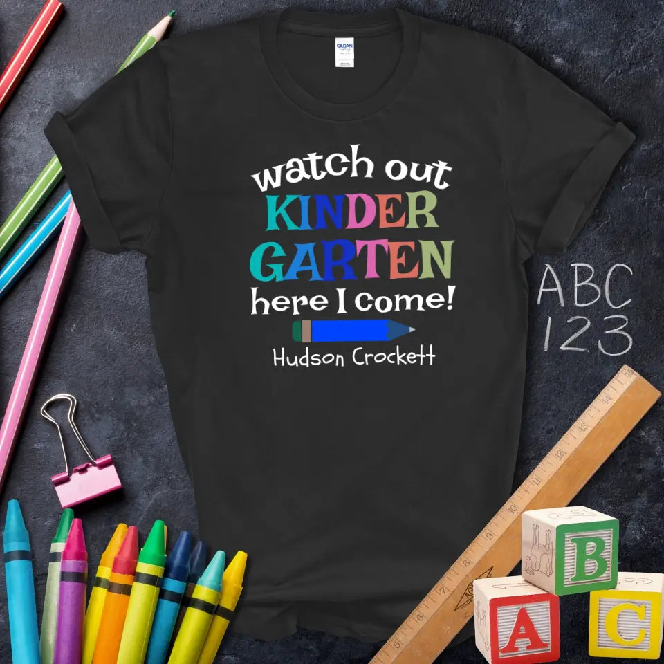 Colorful Kindergarten T-Shirt, Cute First Day Outfit