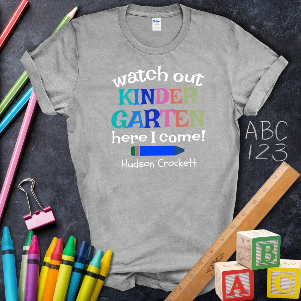 Colorful Kindergarten T-Shirt, Cute First Day Outfit