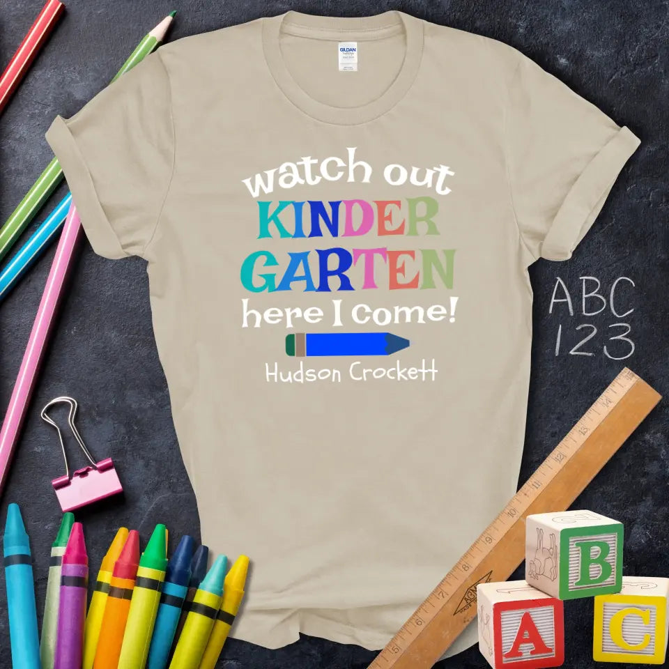 Colorful Kindergarten T-Shirt, Cute First Day Outfit