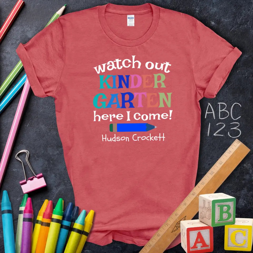 Colorful Kindergarten T-Shirt, Cute First Day Outfit