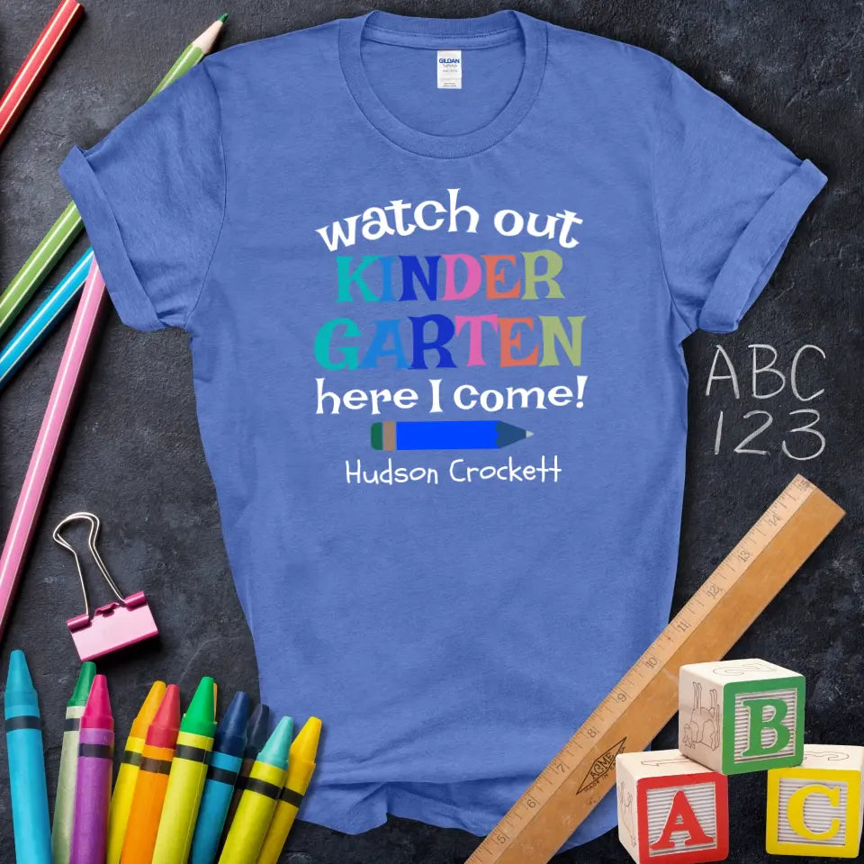 Colorful Kindergarten T-Shirt, Cute First Day Outfit