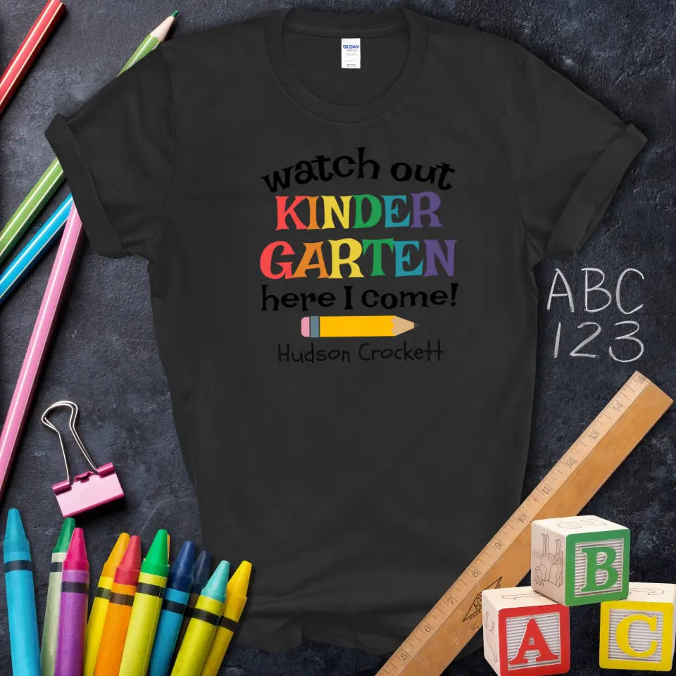 Colorful Kindergarten T-Shirt, Cute First Day Outfit