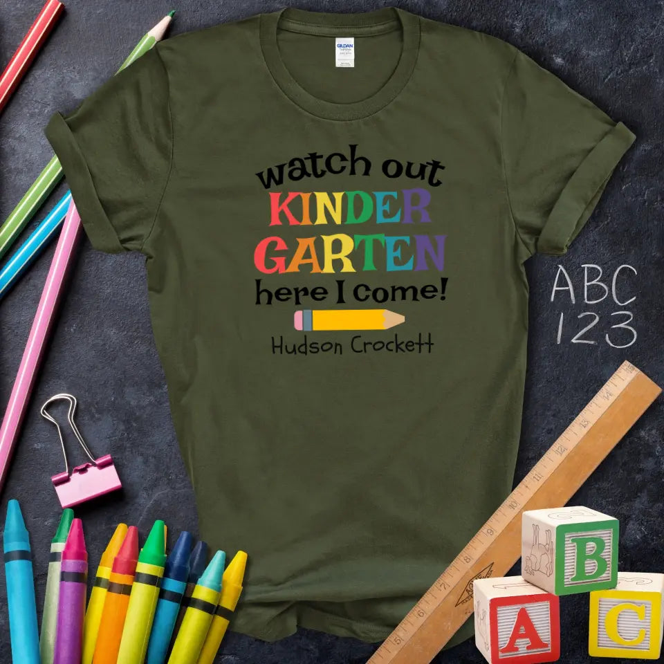 Colorful Kindergarten T-Shirt, Cute First Day Outfit