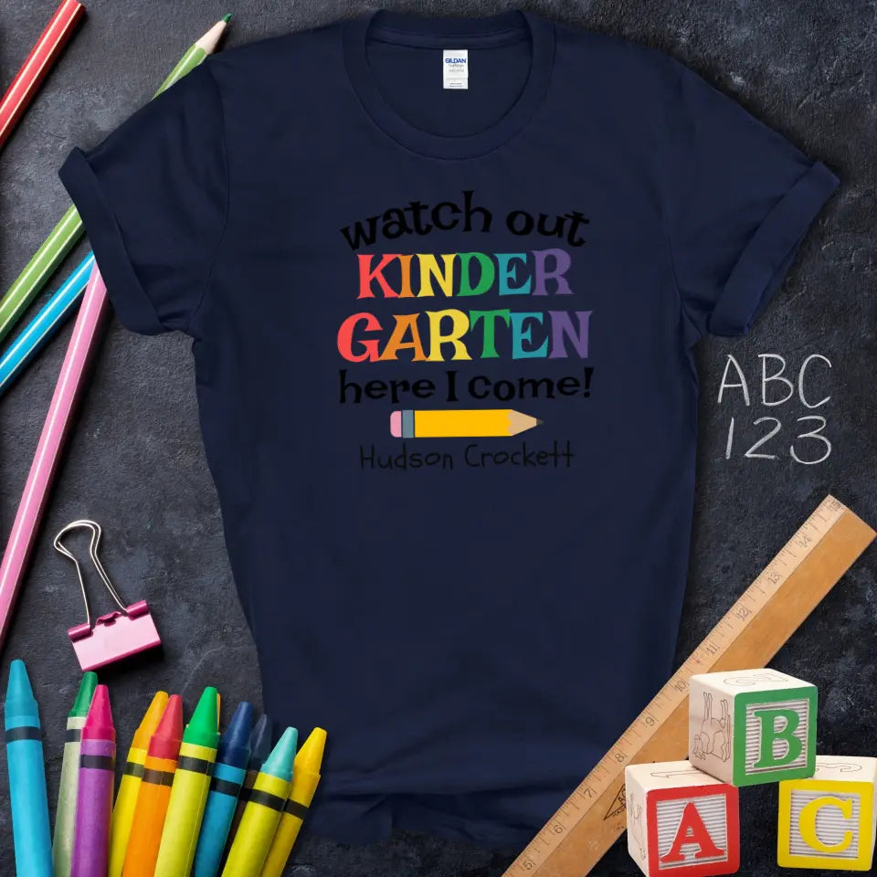 Colorful Kindergarten T-Shirt, Cute First Day Outfit