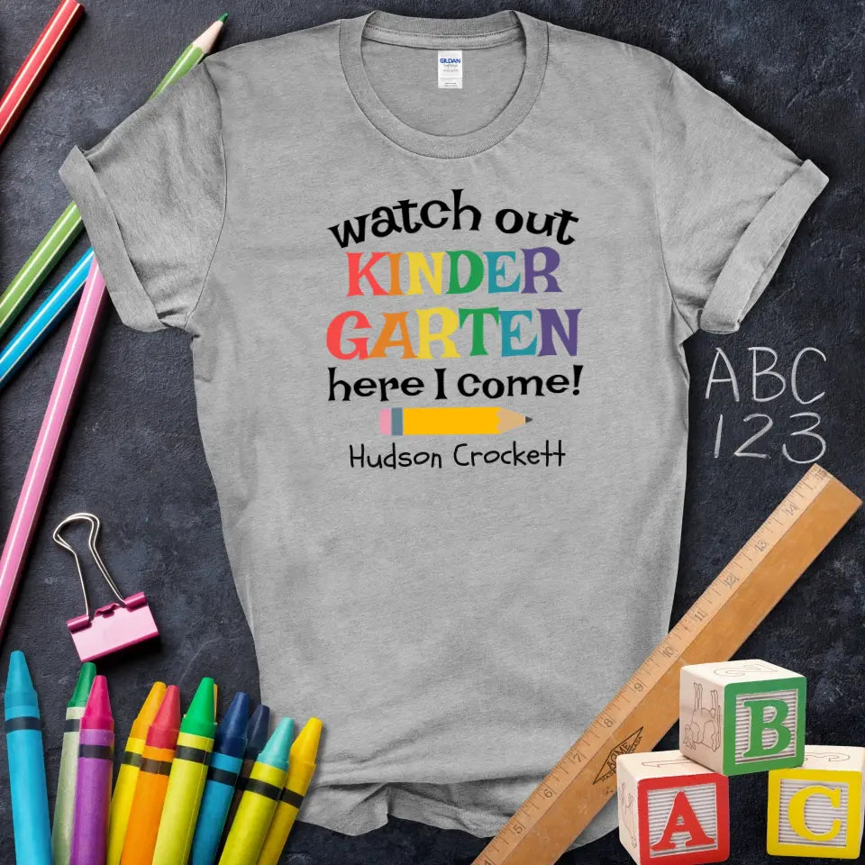 Colorful Kindergarten T-Shirt, Cute First Day Outfit