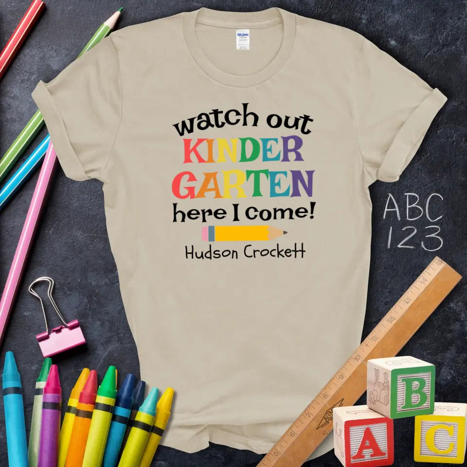 Colorful Kindergarten T-Shirt, Cute First Day Outfit