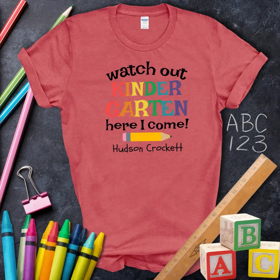 Colorful Kindergarten T-Shirt, Cute First Day Outfit