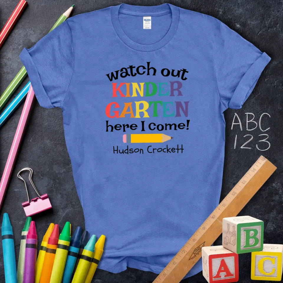 Colorful Kindergarten T-Shirt, Cute First Day Outfit